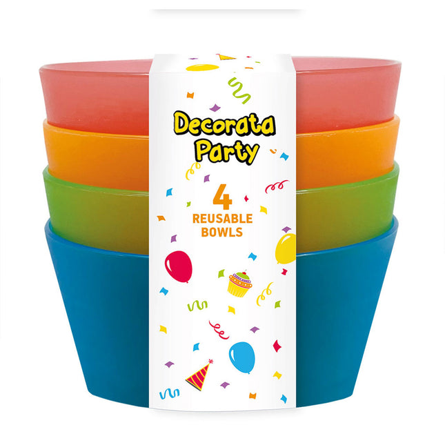 Party Reusable Products Bols semi-transparents réutilisables 13Cm 4 couleurs assorties 4St
