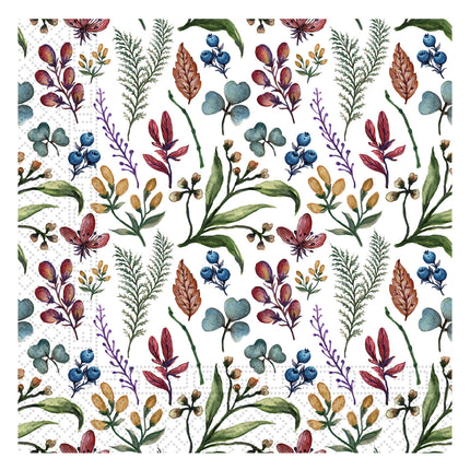 Serviettes de table colorées Herbes 33cm 20pcs