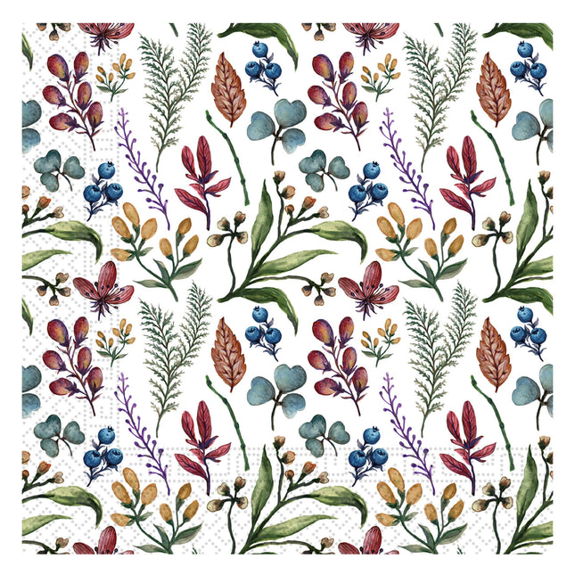 Serviettes de table colorées Herbes 33cm 20pcs