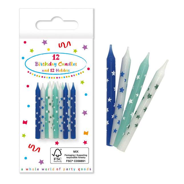 Bougies d'anniversaire pour fans de football avec porte-bougies 12St
