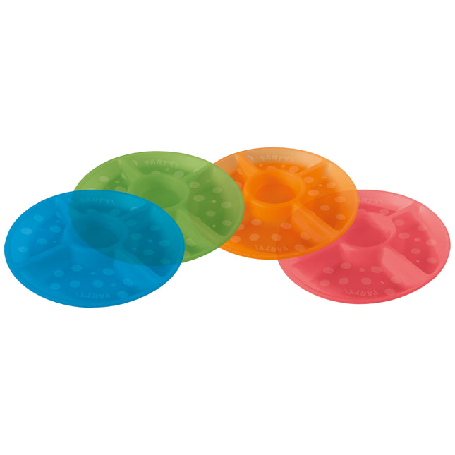 Assiette à goûter colorée avec quatre compartiments Réutilisable 29,5 cm