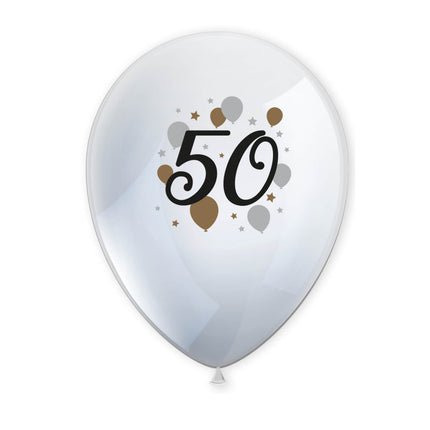 Milestone Happy Birthday Printed Latex Balloons"50" 6St