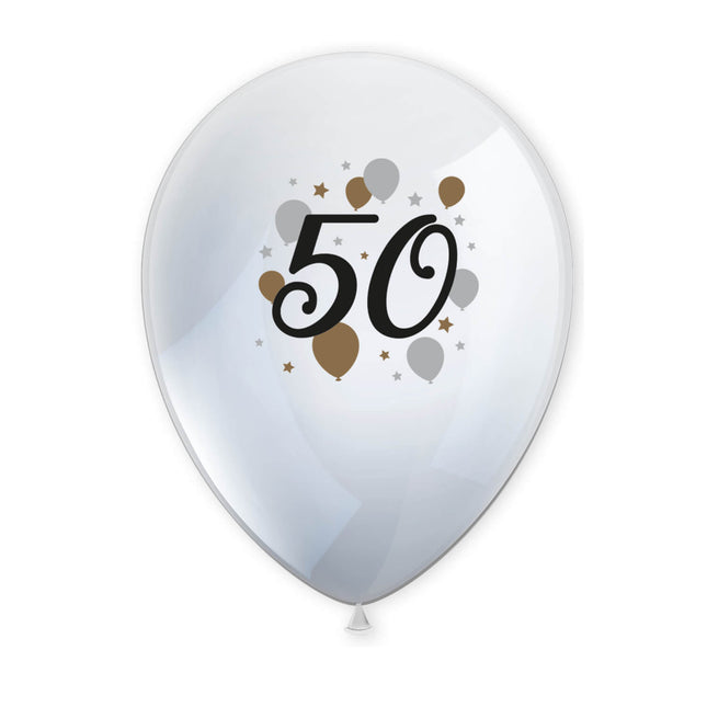Milestone Happy Birthday Printed Latex Balloons"50" 6St