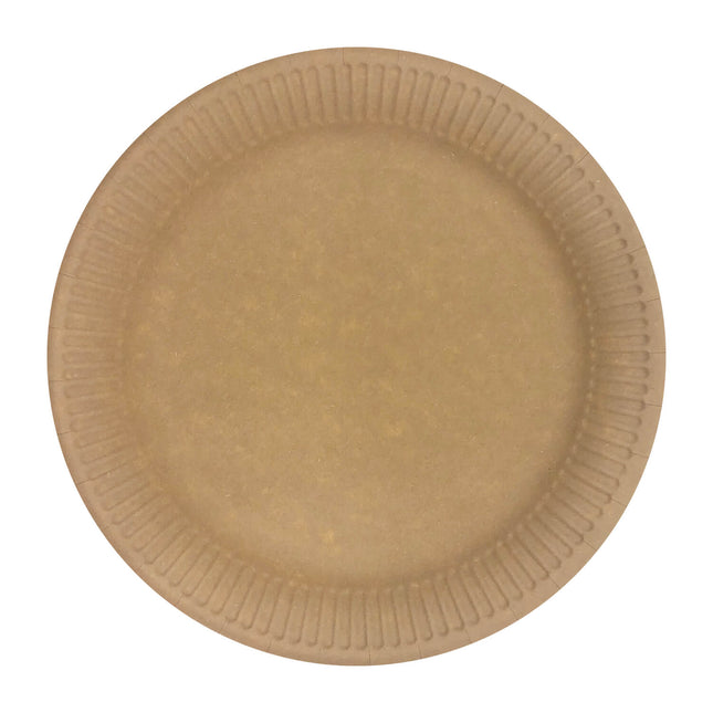 Assiettes brunes en papier kraft 23cm 10pcs