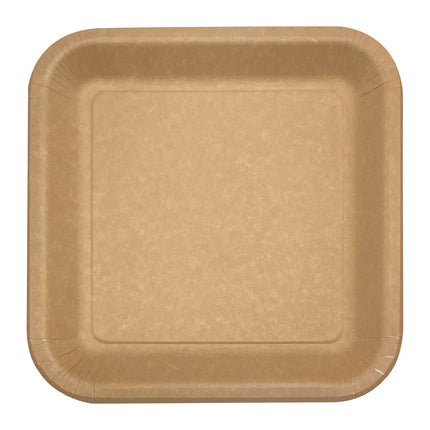 Produits en papier kraft Fsc Assiettes carrées en papier kraft 23X23Cm Industriel Compostable Certifié 10St