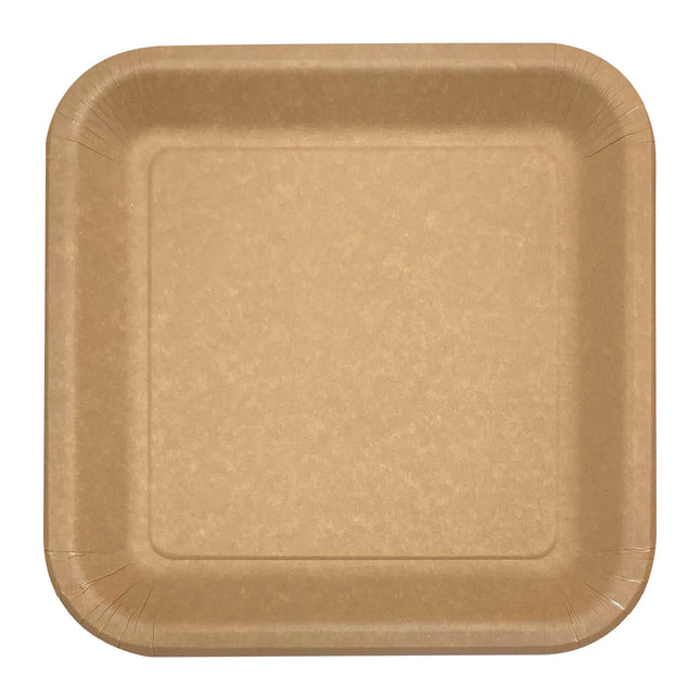 Produits en papier kraft Fsc Assiettes carrées en papier kraft 23X23Cm Industriel Compostable Certifié 10St
