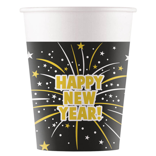Minuit Happy New Years Flares Fsc Gobelets en papier 200Ml (Wm) 8St