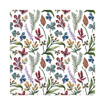 Serviettes de table colorées Herbes 25cm 20pcs