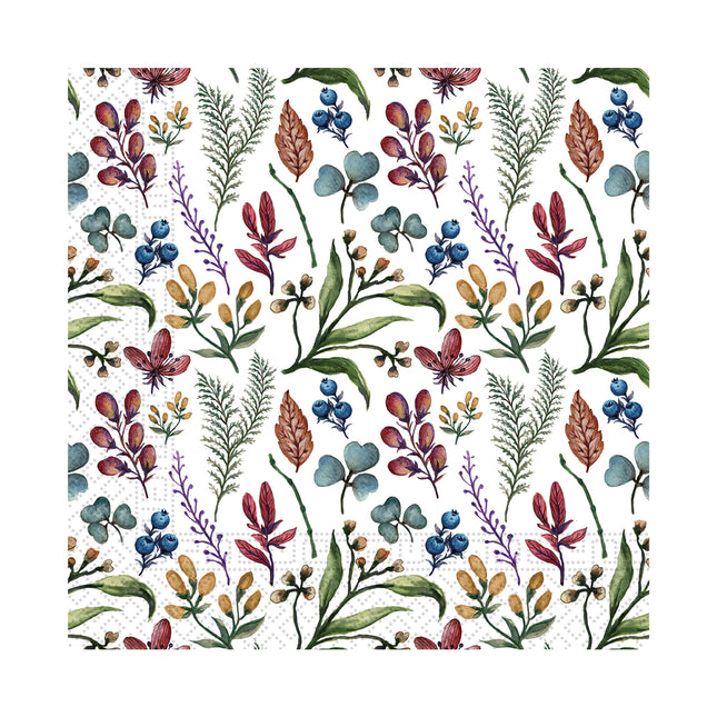 Serviettes de table colorées Herbes 25cm 20pcs