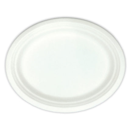 Produits de la canne à sucre blanche Plateaux ovales de la canne à sucre blanche 32X25.5Cm 6Stars