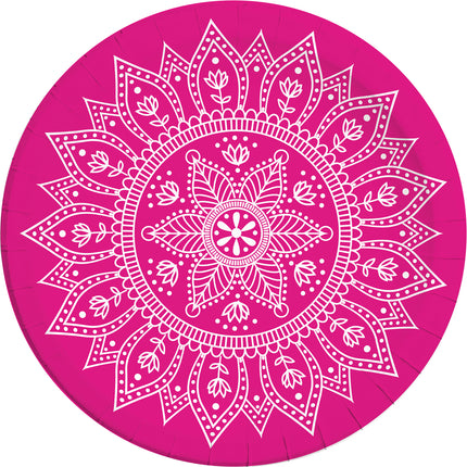 Assiettes Fuchsia Mandala 23cm 8pcs