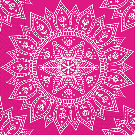 Serviettes Fuchsia Mandala 33cm 20pcs