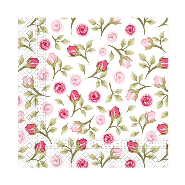 Serviettes en papier 3 plis Serviettes en papier 3 plis 25X25Cm Roses romantiques 20pcs
