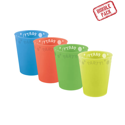 Set de fête arc-en-ciel Gobelets semi-transparents réutilisables 250 ml Couleurs mélangées 4St