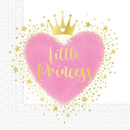 Serviettes de table en forme de coeur Petite Princesse 33cm 20pcs