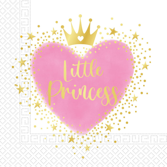 Serviettes de table en forme de coeur Petite Princesse 33cm 20pcs