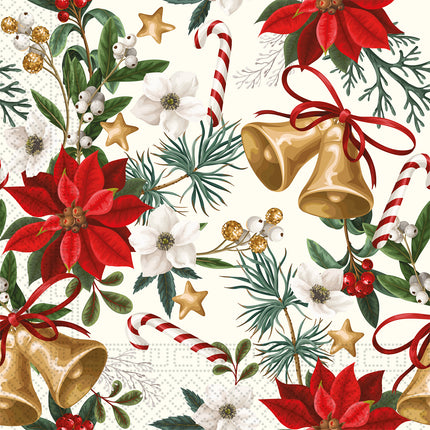 Serviettes en papier 3 plis Cloches avec fleurs Serviettes en papier 3 plis 33X33Cm 20pcs