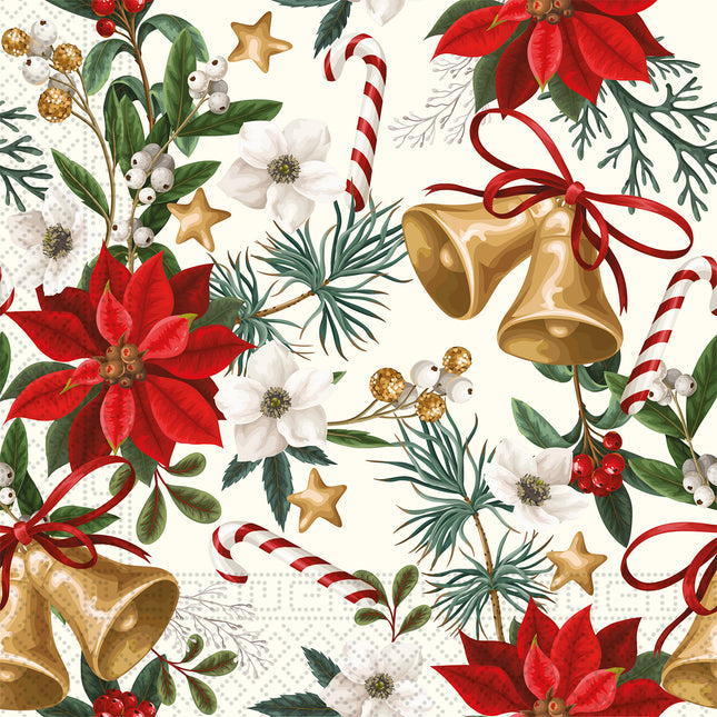 Serviettes en papier 3 plis Cloches avec fleurs Serviettes en papier 3 plis 33X33Cm 20pcs