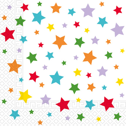 Serviettes en papier à deux plis Multicolore Bright Stars Fsc 33X33Cm 20St