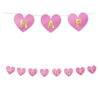 Guirlande de lettres Happy Birthday Hearts 2.8m