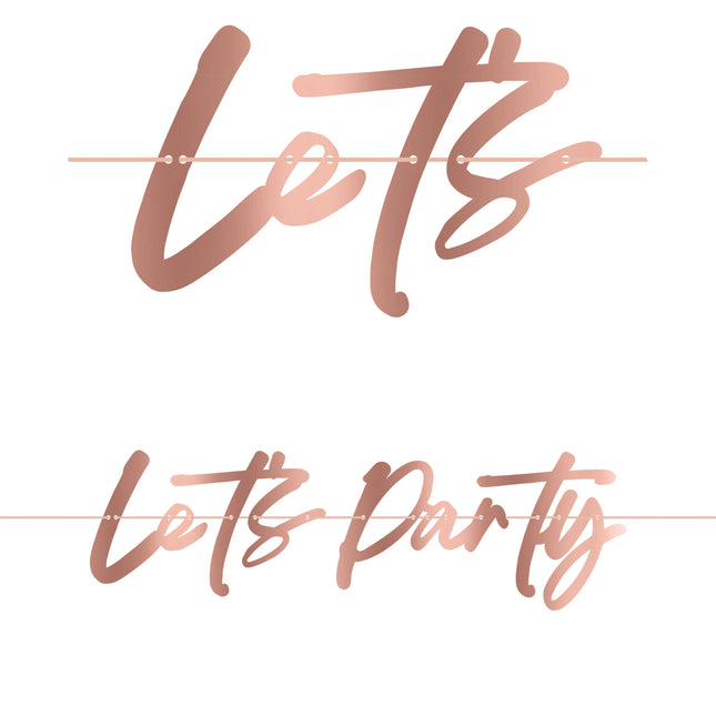 Guirlande en papier Fsc "Let's Party" en or rose métallisé 1St