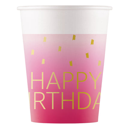 Coupes Happy Birthday Gold Pink 200ml 8pcs