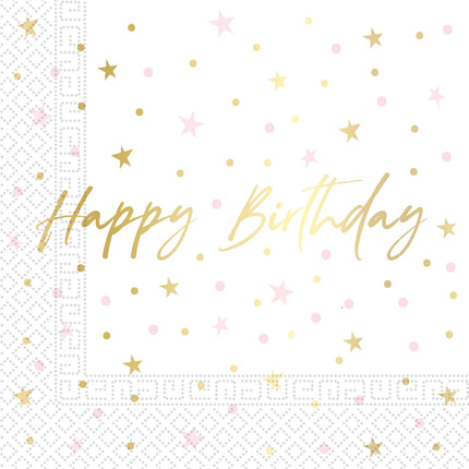 Serviettes de table Happy Birthday Étoiles 33cm 20pcs