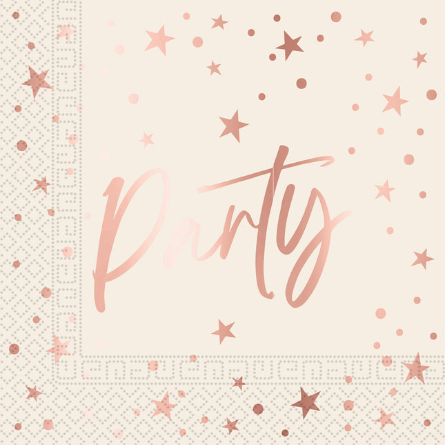 Rose Gold Party Fsc Two Ply Paper Napkins 33X33Cm 20St