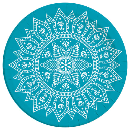 Assiettes Turquoise Mandala 23cm 8pcs