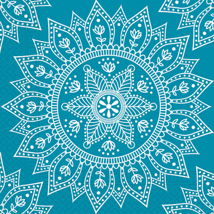 Serviettes Turquoise Mandala 33cm 8pcs