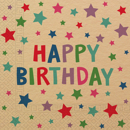 Serviettes de table Happy Birthday Papier Kraft 33cm 20pcs