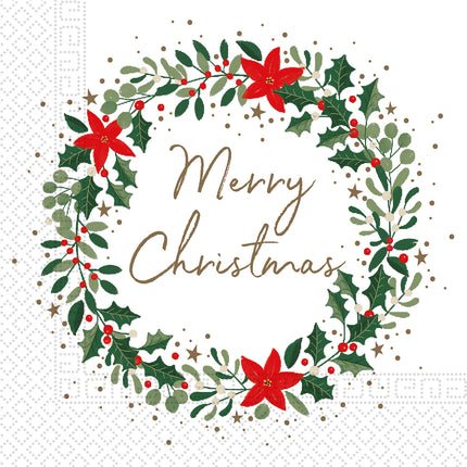 Serviettes de Noël blanches 33cm 20pcs