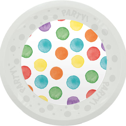 Assiettes de fête réutilisables à pois multicolores 21Cm 4St