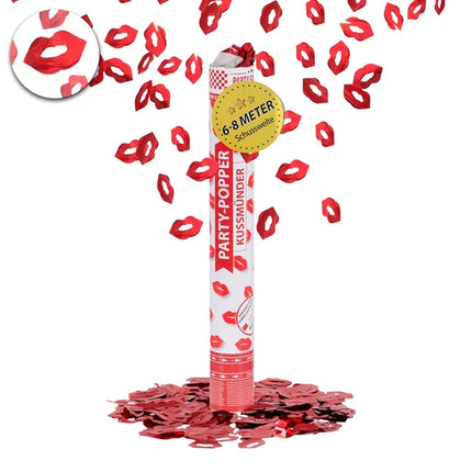 Canon à confettis rouges « Lèvres » 40 cm