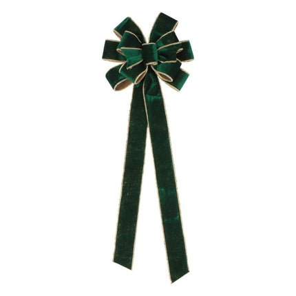 Noeud en velours vert foncé avec finition en perles 28cm x 78cm
