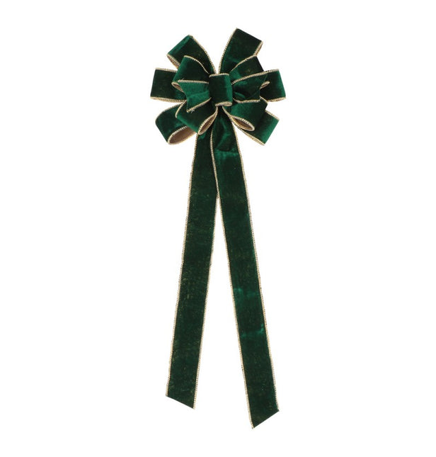 Noeud en velours vert foncé avec finition en perles 28cm x 78cm