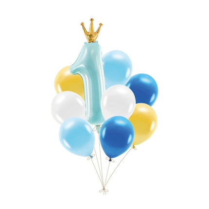 1 Jaar Ballonnen Set Blauw 9 delig van Partydeco koop je bij Partywinkel
