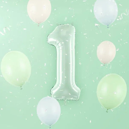 1 Jaar Cijfer Ballon Mintgroen 72cm van Partydeco koop je bij Partywinkel
