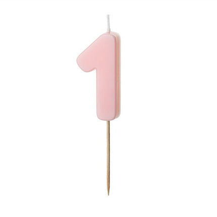 1 Jaar Kaars Lichtroze 5,5cm - Partywinkel - 5904555038738
