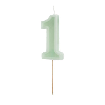 1 Jaar Kaars Mintgroen 10cm van Partydeco koop je bij Partywinkel