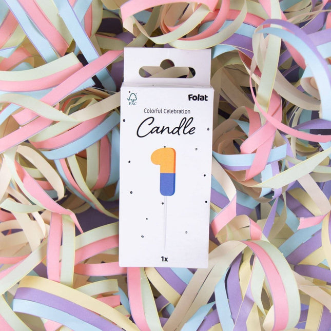 1 Jaar Kaars Oranje Paars 9cm van Folat koop je bij Partywinkel