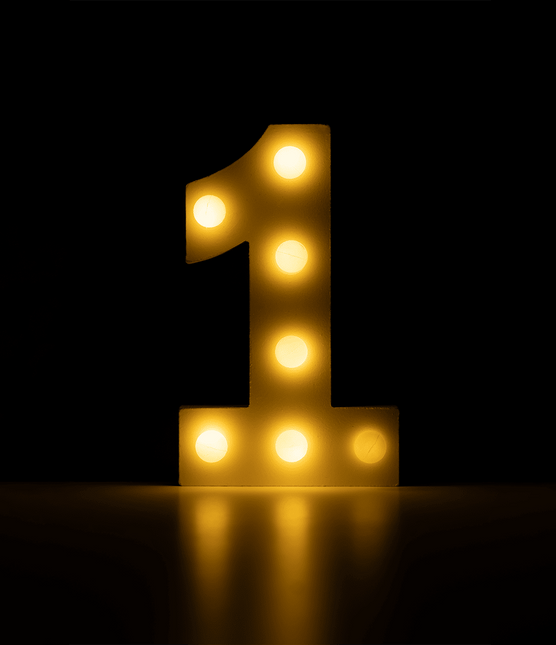 1 Licht Cijfer 16,5cm van Paper Dreams koop je bij Partywinkel