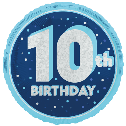10 Jaar Helium Ballon Blauw Leeg 45cm van Unique koop je bij Partywinkel