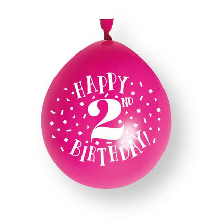 10 stuks Happy 2nd Birthday 23cm latex ballonnen van Unique koop je bij Partywinkel
