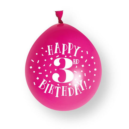 10 stuks Happy 3rd Birthday 23cm latex ballonnen van Unique koop je bij Partywinkel