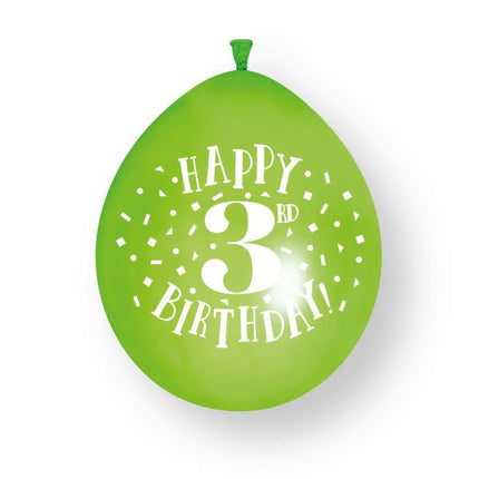 10 stuks Happy 3rd Birthday 23cm latex ballonnen van Unique koop je bij Partywinkel