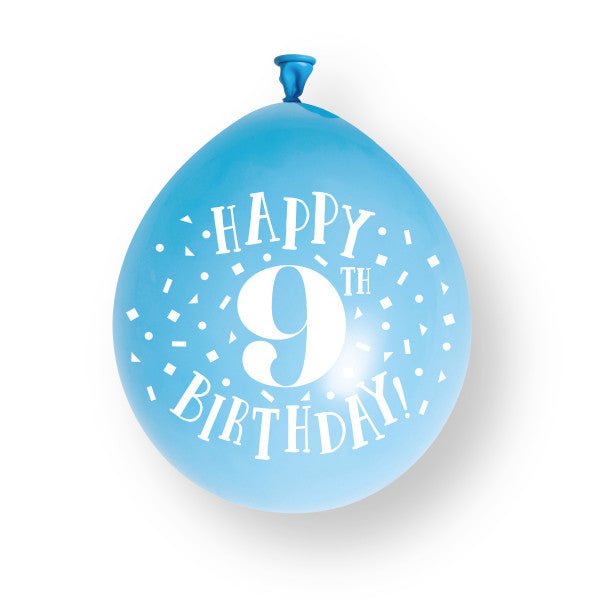 10 stuks Happy 9th Birthday 23cm latex ballonnen van Unique koop je bij Partywinkel
