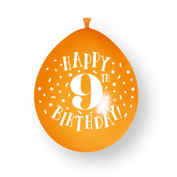 10 stuks Happy 9th Birthday 23cm latex ballonnen van Unique koop je bij Partywinkel