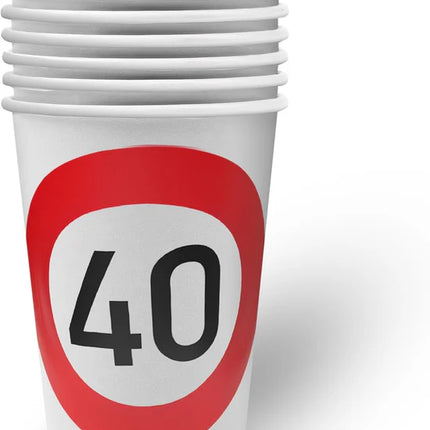 Panneau de signalisation « 40 ans » - Verres de 250 ml - Lot de 8