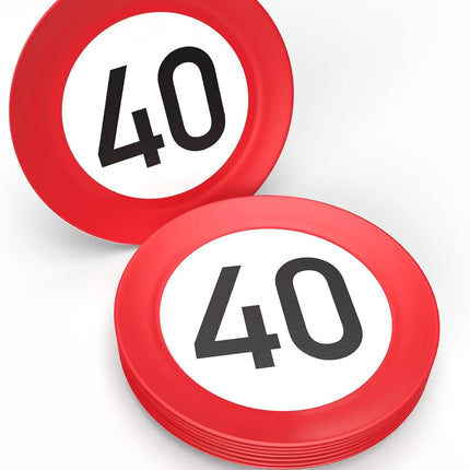 40 ans de panneaux de signalisation - Panneau de 23 cm - Lot de 8
